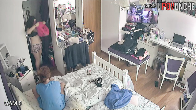 Girls talking and changing clothes - but they don't know that you spy on them