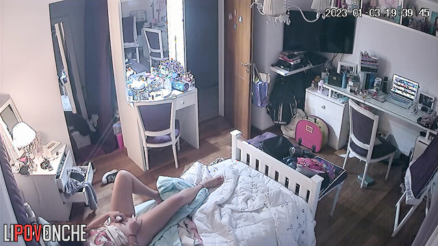 Sexy and horny girl plays with her clit and imagines wild sex scenes
