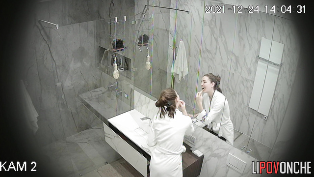 She is sure that nobody watches how she washes (secret camera in bathroom)