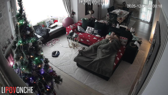 This couple had a lazy winter morning and husband made her gentle massage