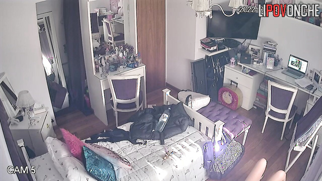 This girl is doing her everyday stuff in her sexy home clothes