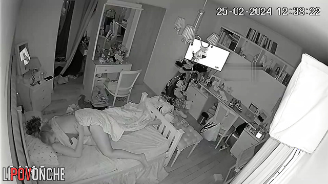 A young couple is trying out new sex positions while no one is home