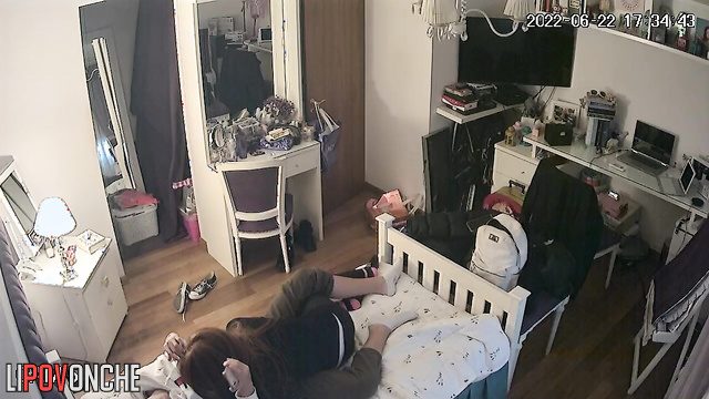 A red-haired beauty seduces her boyfriend and asks him to kiss her ass
