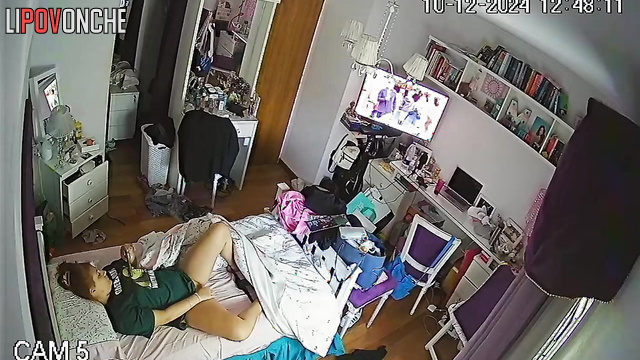 After a pleasurable orgasm, the young student licks her fingers