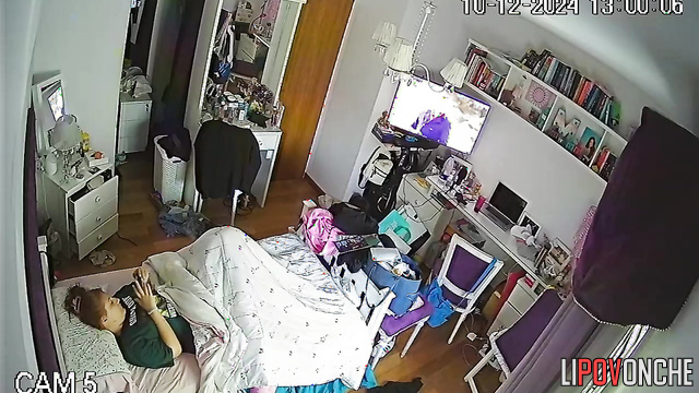After a pleasurable orgasm, the young student licks her fingers