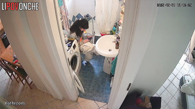 A cute brunette called her lover while sitting on the toilet with her bare bottom