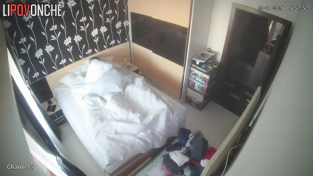 A lustful young brunette got into bed with an older man without any panties on