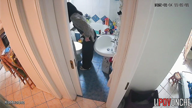 After peeing, the pretty brunette wipes her wet pussy and examines the napkin