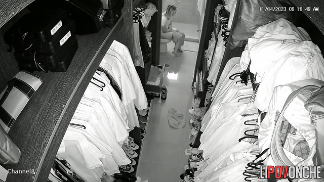 A hidden camera captured a young blonde sitting on the toilet with her bare ass
