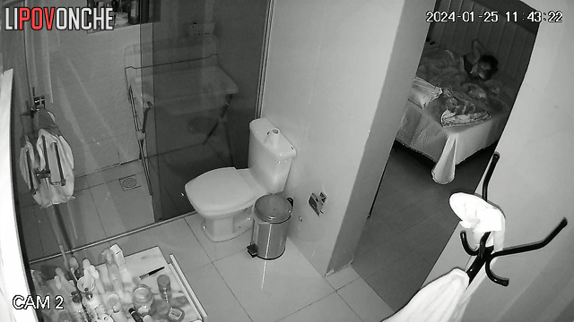 A beauty with a gorgeous body admired herself in the toilet mirror