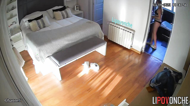 Pretty blonde dressing live (hidden cam in her bedroom)