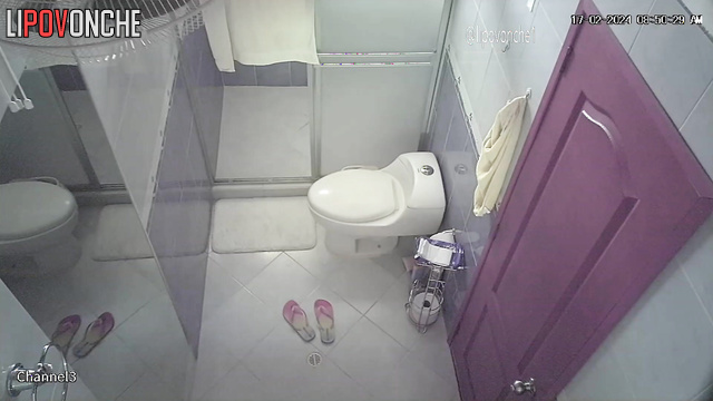 Long-haired blonde peeing and chatting with her fucker