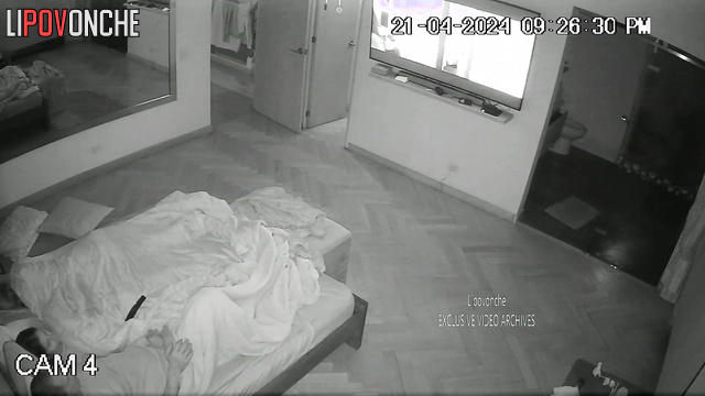 Girl making handjob to her boy during tv watching