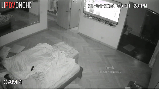 Girl making handjob to her boy during tv watching