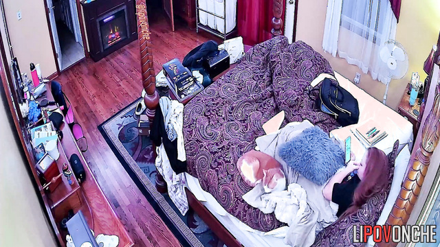 The red-haired cutie stripped down completely at home after her walk