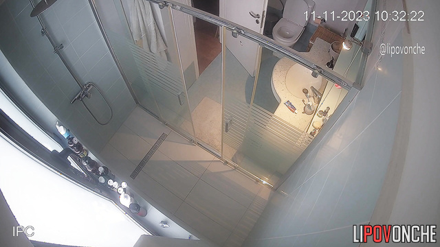 The naked mommy got bored sitting on the toilet, so she went to take a shower