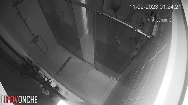A naked cutie went to the bathroom to poop in the middle of the night