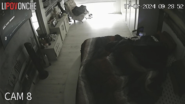 An aroused man doesn't let his wife watch a movie and fucks her