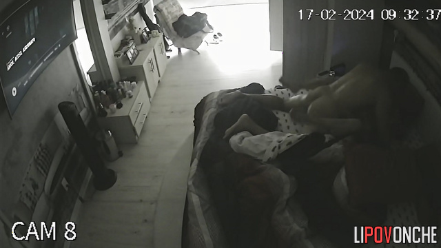 An aroused man doesn't let his wife watch a movie and fucks her