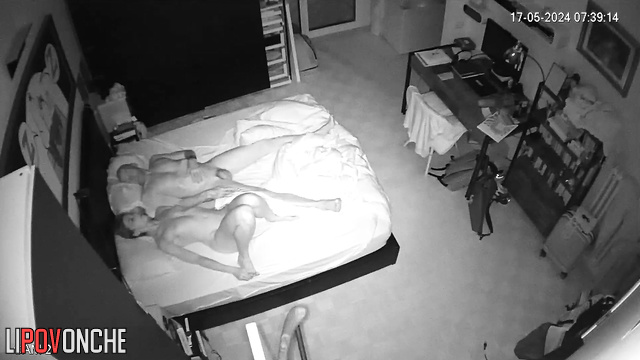 The bald husband loves to caress his wife while she jerks him off
