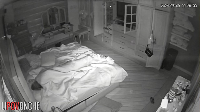 Lady masturbating under the blanket in strange positions