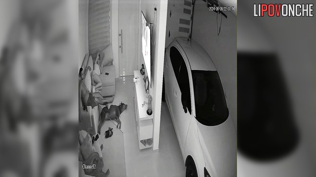 Couple watching tv together / and at this moment they are being watched