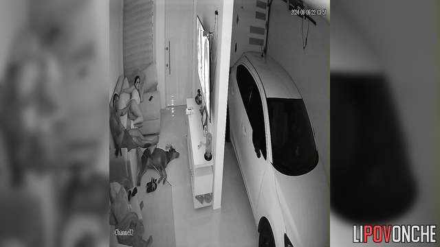 Couple watching tv together / and at this moment they are being watched