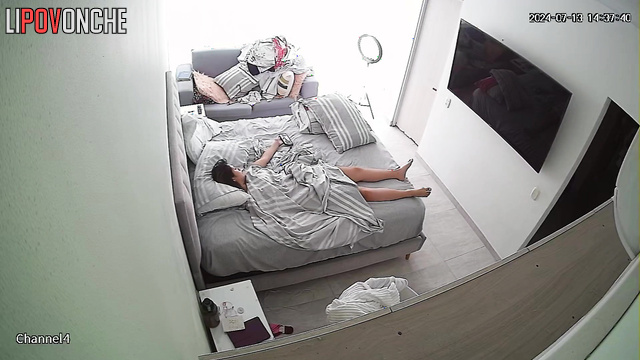 She put a pillow on her head and started masturbating