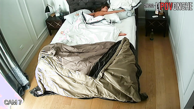 Tender mommy hugging her cute relative - bedroom hidden tape