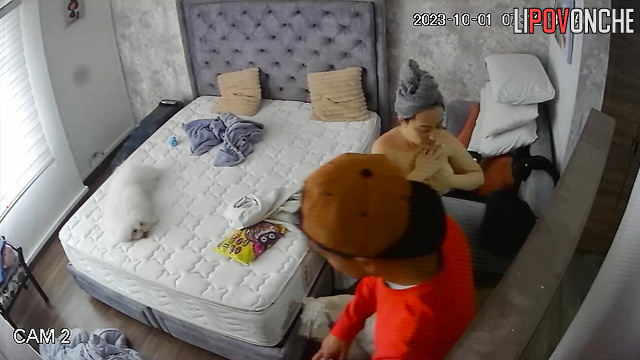 Babe wanted him to notice her naked body, spy camera