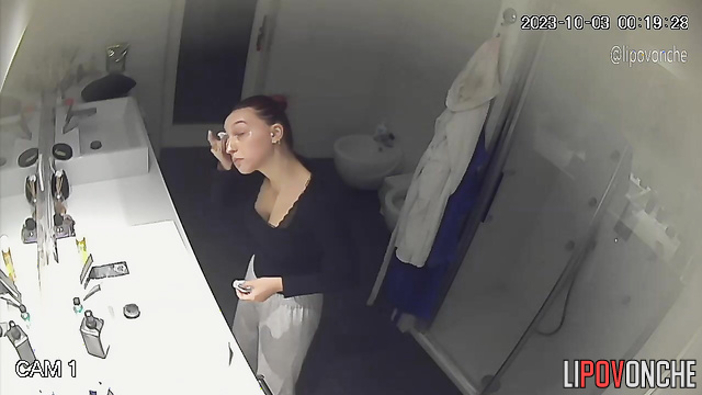 As a joke, a camera was installed in her cozy bathroom