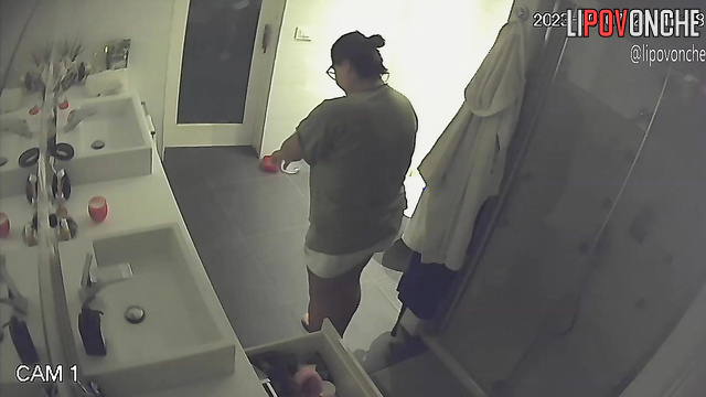 Chubby woman prepared for bed slowly (solo scenes)