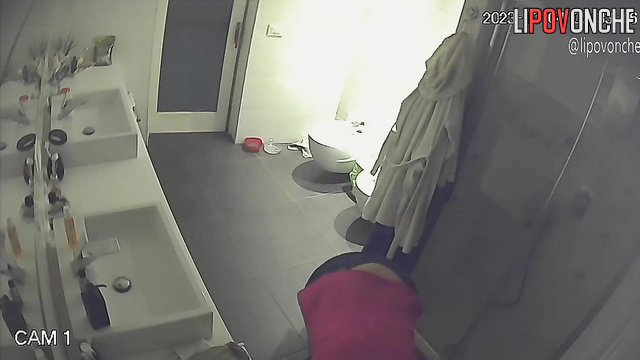 First chubby lady fed the cat and then started doing her routine