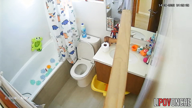 She couldn't even imagine that she was being watched in the toilet