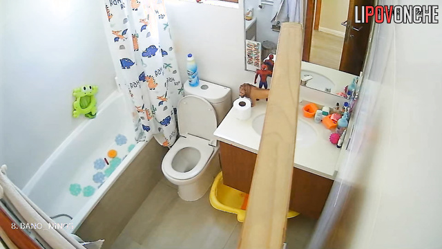 She couldn't even imagine that she was being watched in the toilet