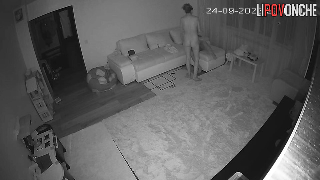 Man continued watching TV after he finished, look