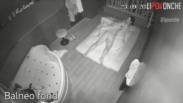 Couple kissed sweetly after naked massage, spy camera