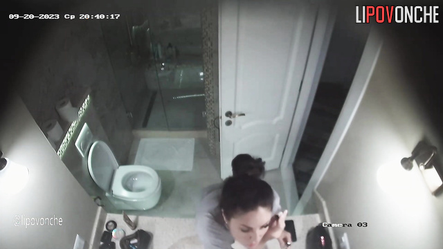 Whores are getting ready for work (bathroom video)