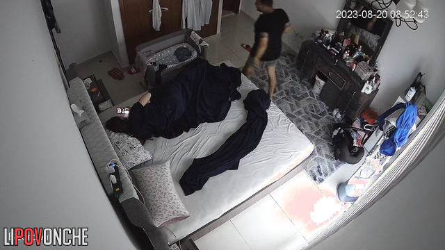 He quickly did his job and got off her / bedroom video