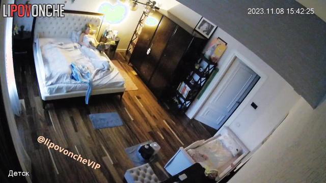 Pregnant blonde walks around the house in just panties