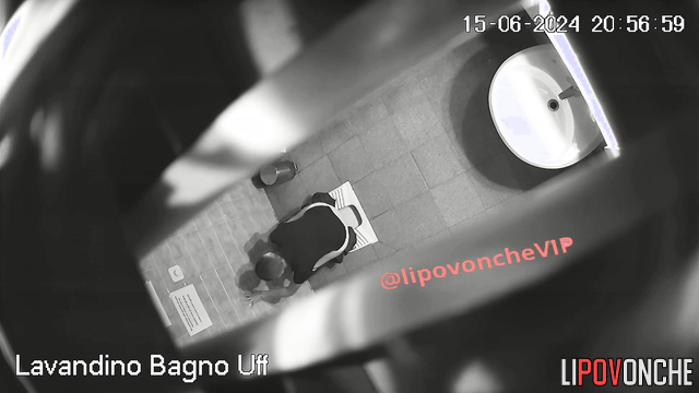 Lady peeing in the public toilet (backwards) solo