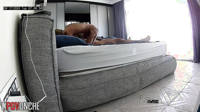 Amateur porn shot on spy camera as couple fuck in missionary position
