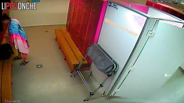 Daily routine of women in changing room (spy public cam)
