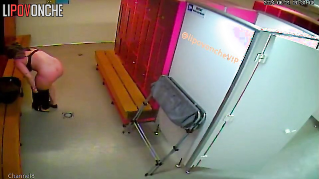 Daily routine of women in changing room (spy public cam)