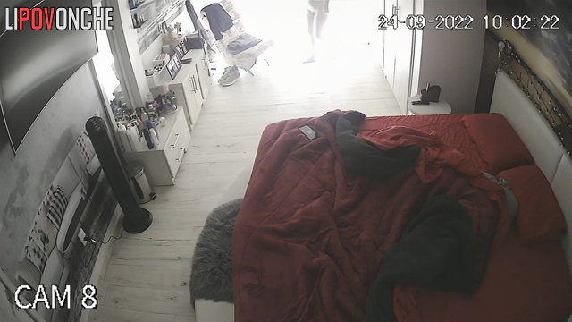 Sexy woman watches porn under the covers, but there's no time to masturbate