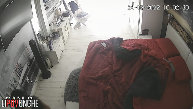 Sexy woman watches porn under the covers, but there's no time to masturbate