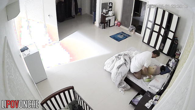 Relaxed wife let her darling husband fuck her ass, but not cum inside her
