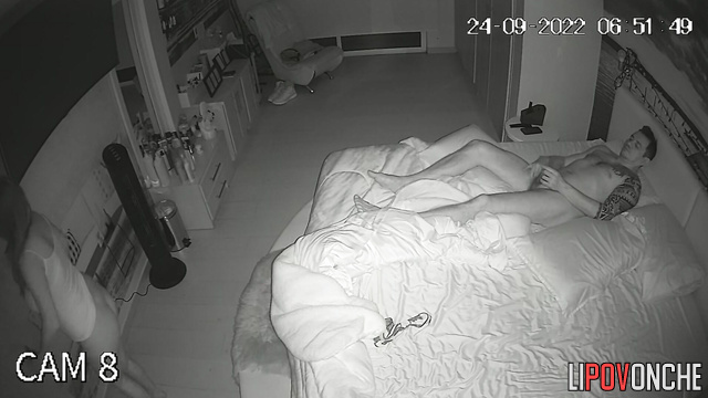 Tattooed dude wakes up his wife and starts banging her