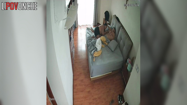 Big-dicked guy relaxedly enjoying his wife's blowjob