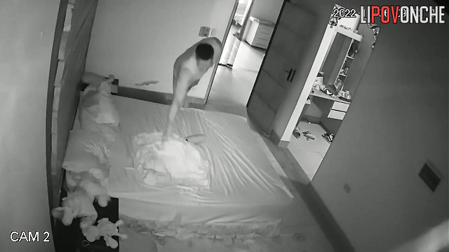 A slim beauty seduces her husband by pressing her bare butt against his cock